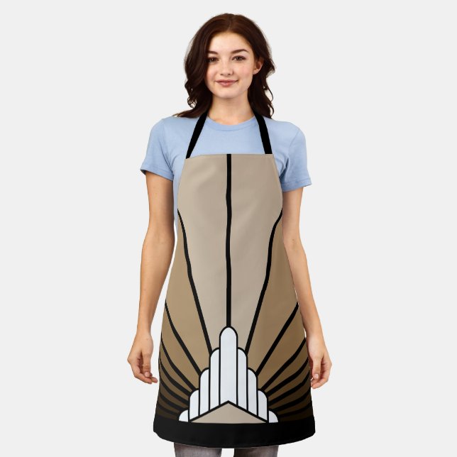 Art deco sun in tan apron (Worn)