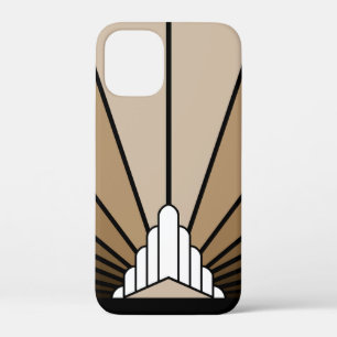 Art deco sun in tan iPhone 12 mini case