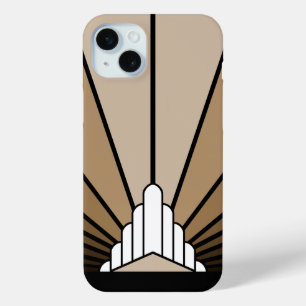 Art deco sun in tan iPhone 15 mini case