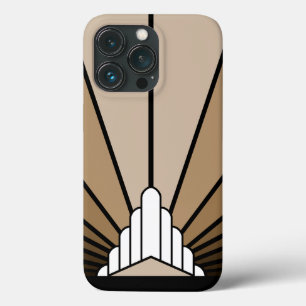 Art deco sun in tan iPhone 13 pro case