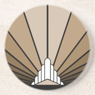Art deco sun in tan coaster