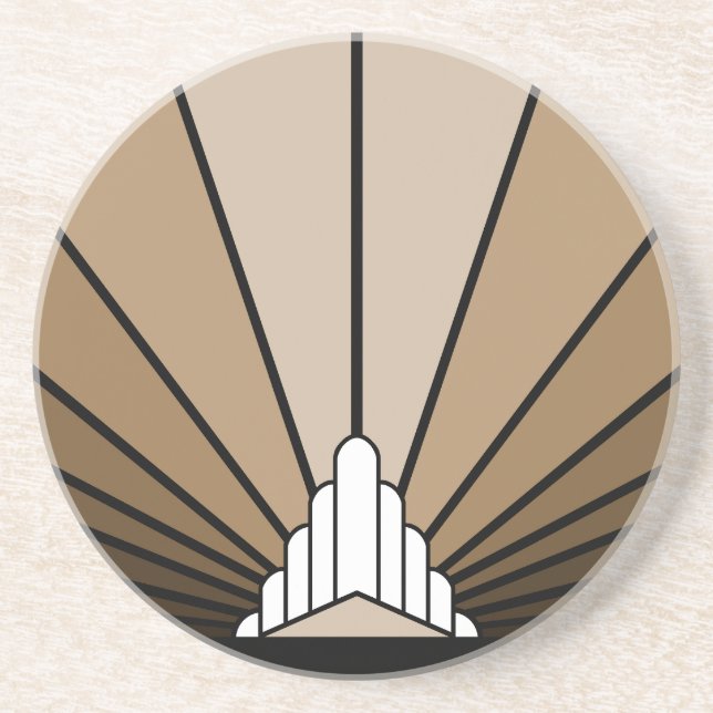 Art deco sun in tan coaster (Front)