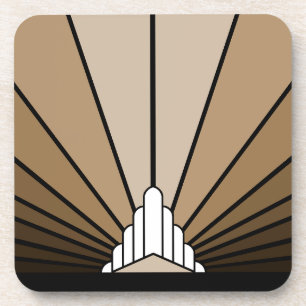 Art deco sun in tan coaster