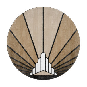 Art deco sun in tan cutting board