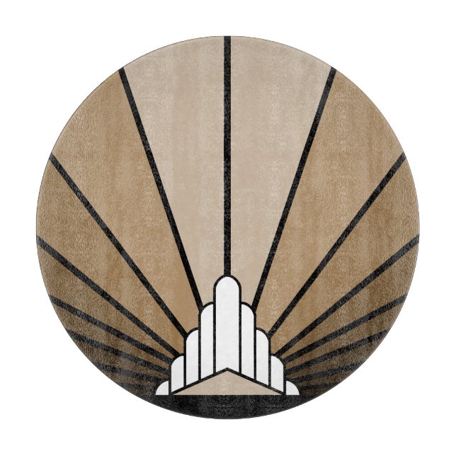 Art deco sun in tan cutting board (Front)