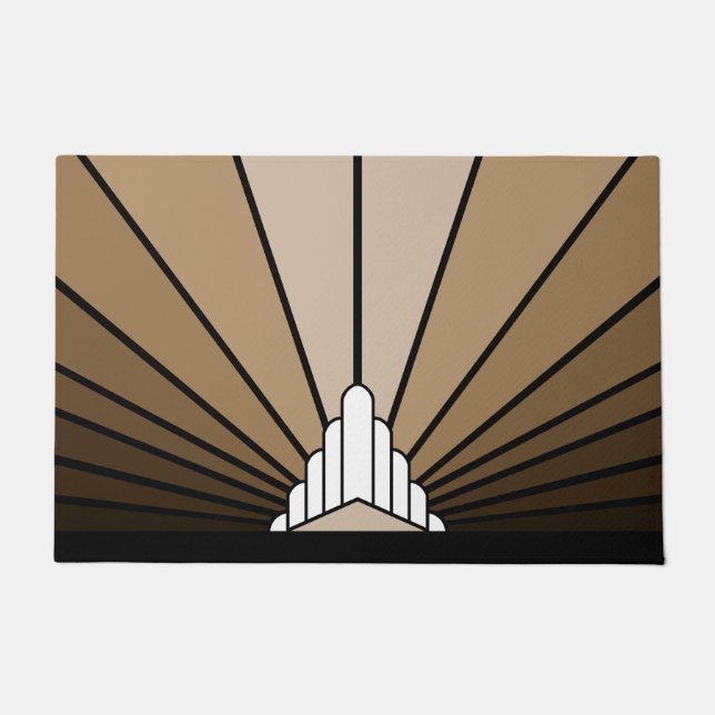 Art deco sun in tan Door Mat (Front)
