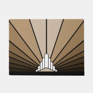 Art deco sun in tan doormat