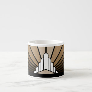 Art deco sun in tan espresso cup