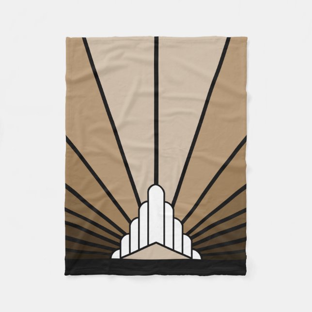 Art deco sun in tan fleece blanket (Front)