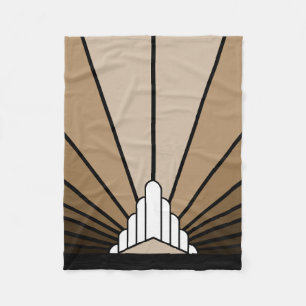Art deco sun in tan Fleece Blanket