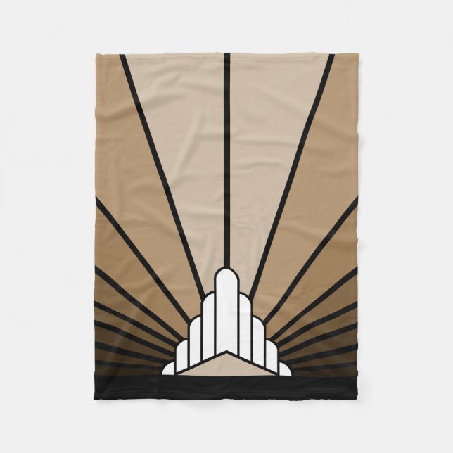 Art deco sun in tan Fleece Blanket (Front)