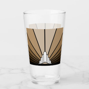 Art deco sun in tan glass