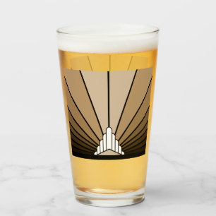 Art deco sun in tan glass