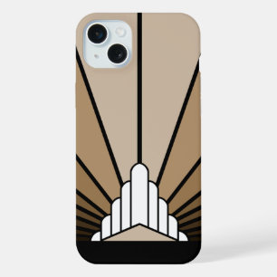 Art deco sun in tan iPhone 15 plus case