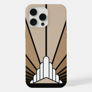 Art deco sun in tan iPhone 15 pro max case