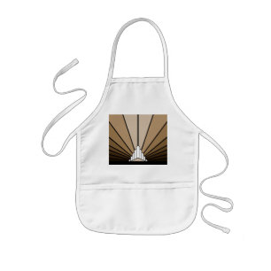 Art deco sun in tan kids apron