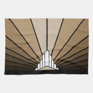 Art deco sun in tan Kitchen Towels