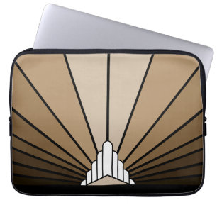Art deco sun in tan laptop sleeve