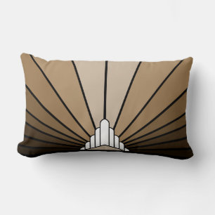 Art deco sun in tan lumbar cushion