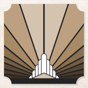 Art deco sun in tan paper coaster