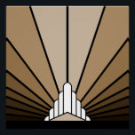 Art deco sun in tan poster<br><div class="desc">A classic art deco style sun pattern created in tan. 

An iconic pattern of the sun rising from behind a stylised art deco shaped building. A simple yet elegant design,  true to the era.</div>