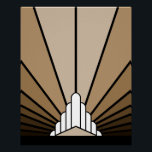 Art deco sun in tan poster<br><div class="desc">A classic art deco style sun pattern created in tan. 

An iconic pattern of the sun rising from behind a stylised art deco shaped building. A simple yet elegant design,  true to the era.</div>