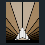 Art deco sun in tan poster<br><div class="desc">A classic art deco style sun pattern created in tan. 

An iconic pattern of the sun rising from behind a stylised art deco shaped building. A simple yet elegant design,  true to the era.</div>