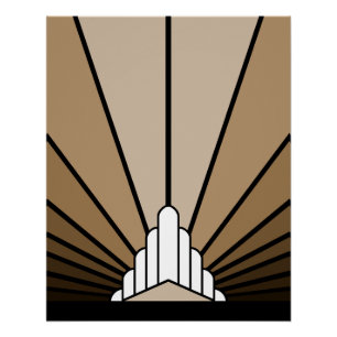 Art deco sun in tan poster