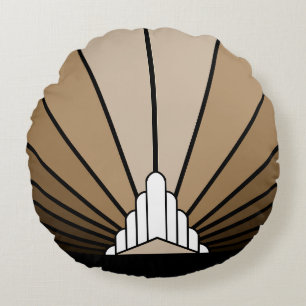 Art deco sun in tan round cushion