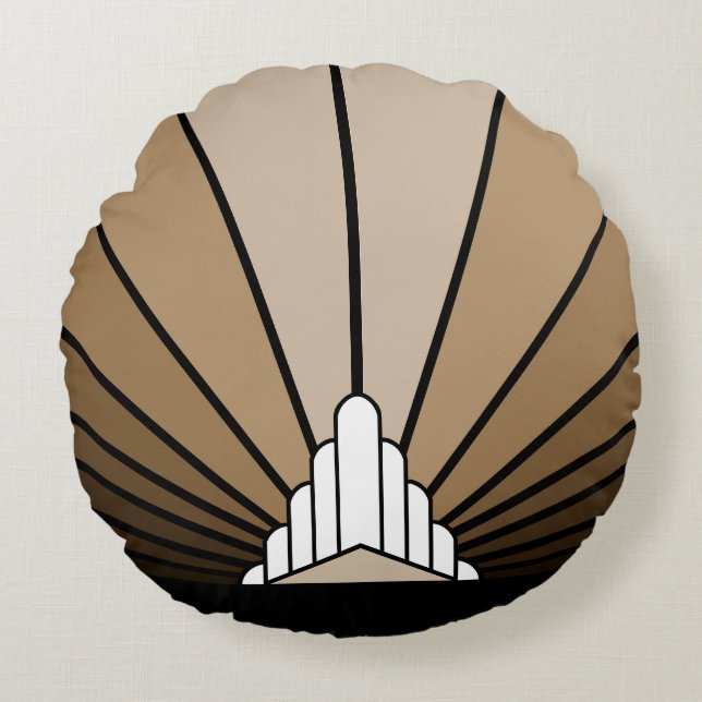 Art deco sun in tan round cushion (Front)