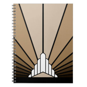 Art deco sun in tan Spiral Photo Notebook