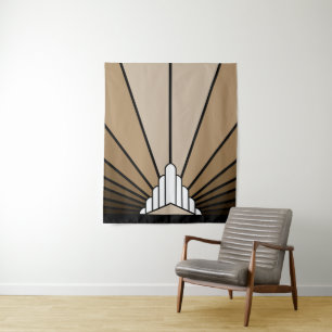 Art deco sun in tan tapestry