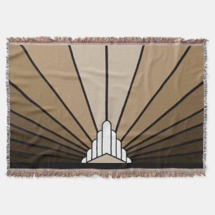 Art deco sun in tan throw blanket