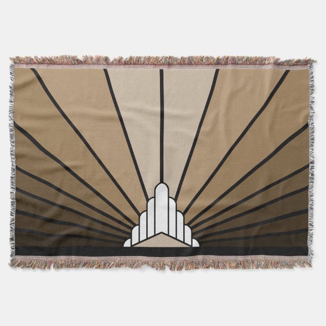 Art deco sun in tan throw blanket (Front)