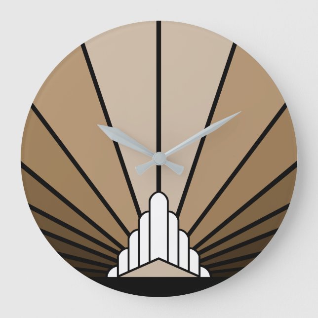 Art deco sun in tan Wall Clock (Front)