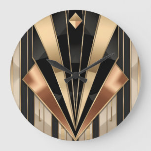 Art Deco Sunburst Geometric Luxury Design Large Clock