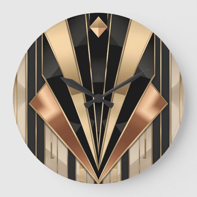 Art Deco Sunburst Geometric Luxury Design Large Clock (Front)