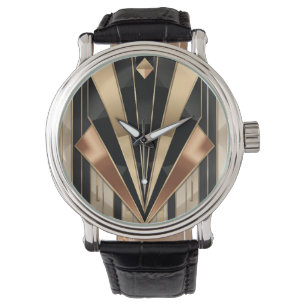 Art Deco Sunburst Geometric Luxury Design Watch