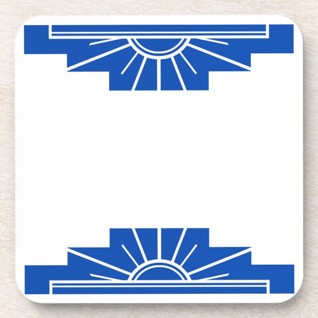 Art Deco Sunburst in Deep Blue Coaster (Front)
