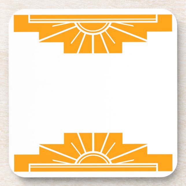 Art Deco Sunburst in Golden Yellow Coaster (Front)