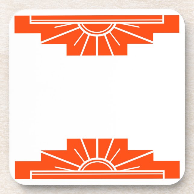 Art Deco Sunburst in Orange Coaster (Front)