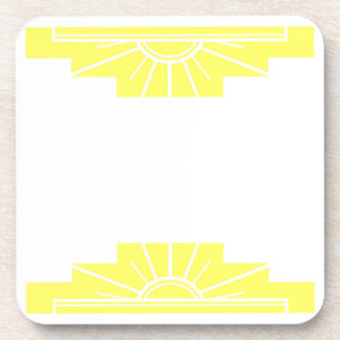 Art Deco Sunburst in Yellow Coaster