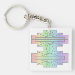 Art Deco Sunburst Pattern in Pastels Key Ring