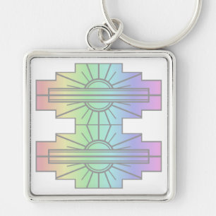 Art Deco Sunburst Pattern in Pastels Key Ring