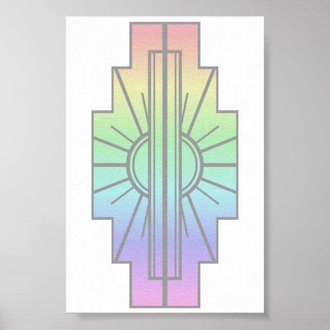 Art Deco Sunburst Pattern in Pastels Poster (Front)
