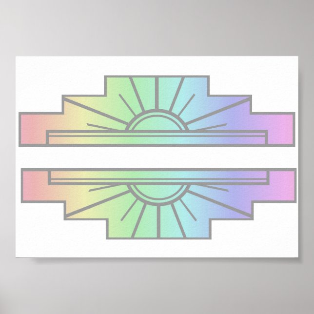 Art Deco Sunburst Pattern in Pastels Poster (Front)