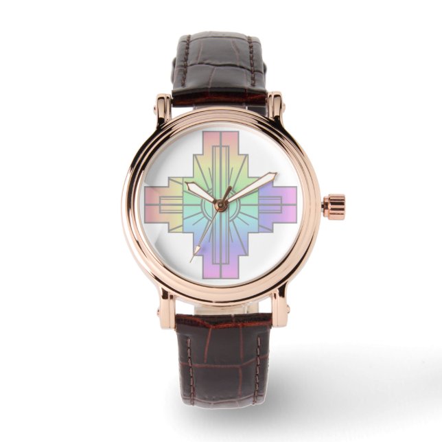 Art Deco Sunburst Pattern in Pastels Watch (Front)