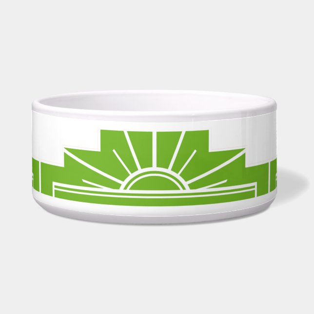 Art Deco Sunburst Pattern in White and Lime (Front)