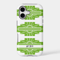 Art Deco Sunburst Pattern in White and Lime Case-M