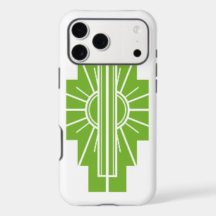 Art Deco Sunburst Pattern in White and Lime Case-M